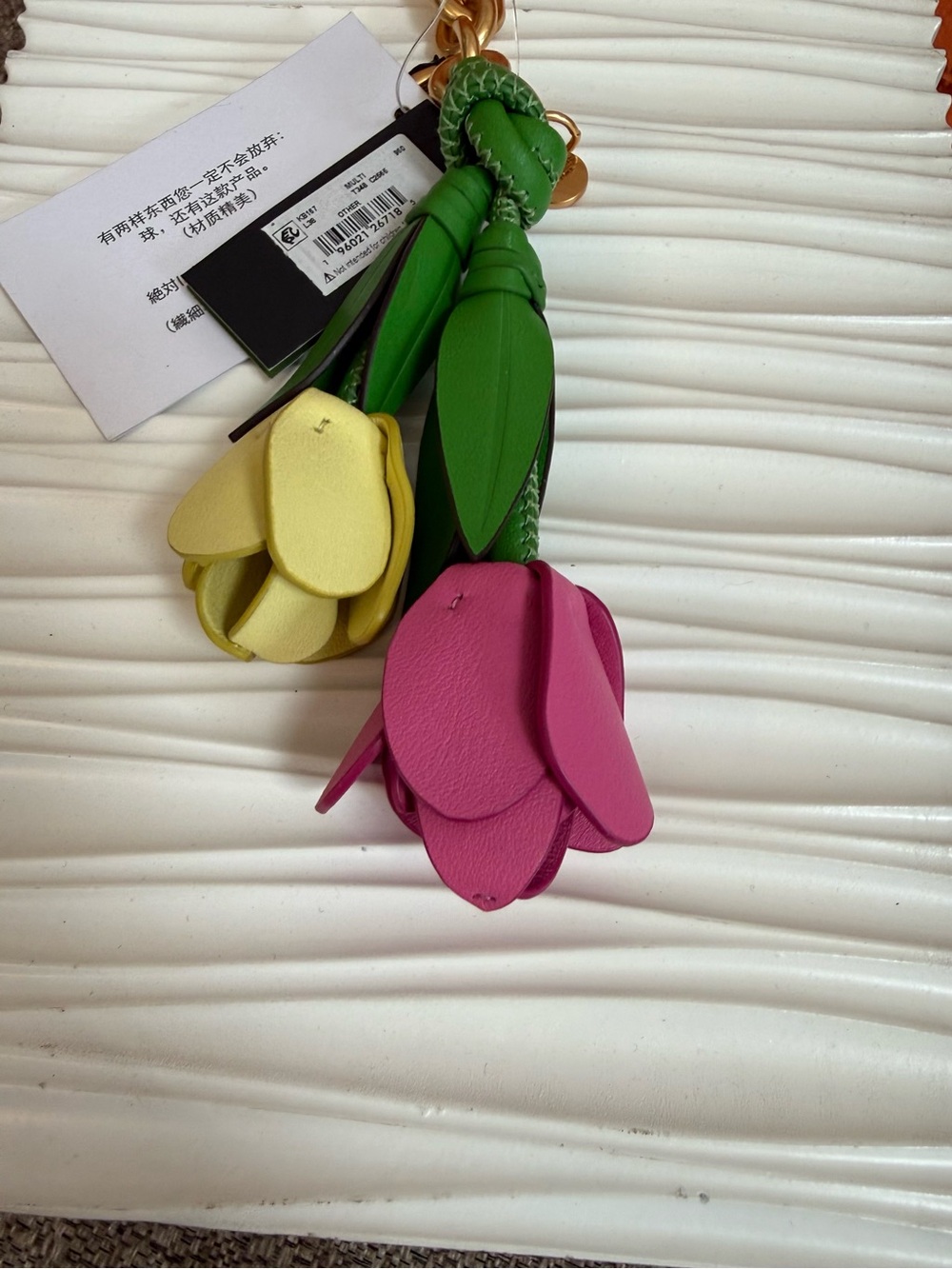 NWT Kate Spade New York leather tulip key fob / bag charm - Picture 3 of 6